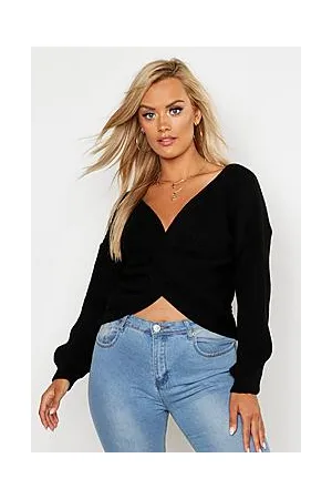 Boohoo Plus Twist Front Knitted Jumper