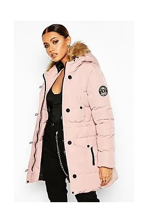 Boohoo Faux Fur Trim Luxe Mountaineering Parka Coat
