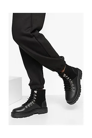 Boohoo Wide Fit Chunky Lace Up Hiker Boots