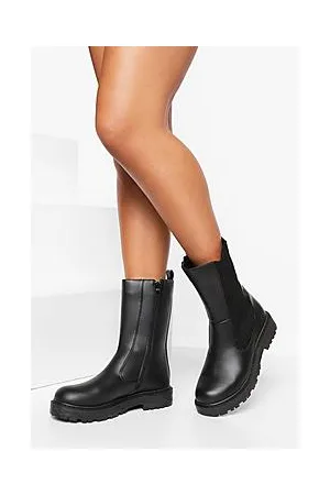 Boohoo Wide Fit Calf High Chelsea Boots