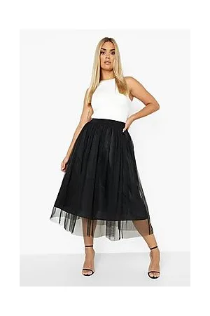 Boohoo Plus Tulle Mesh Midi Skirt