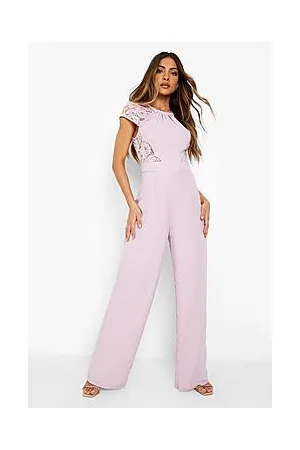 Boohoo Lace Open Back Wide Leg Jumpsuit