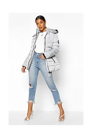 Boohoo Faux Fur Hooded Belted Parka Coat