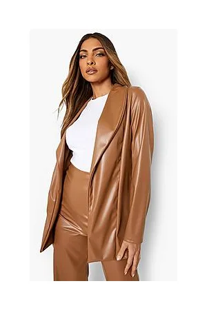 Boohoo Mix & Match Leather Look Fitted Blazer