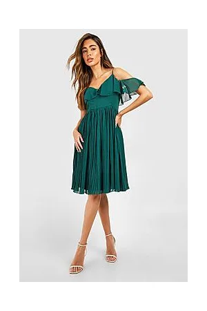 Boohoo Cold Shoulder Ruffle Midi Bridesmaid Dress
