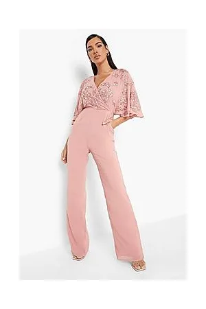 Boohoo Embellished Kimono Wide Leg Jumpsuit