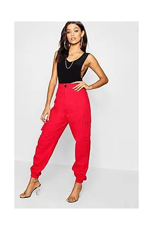 Boohoo High Waisted Casual Woven Cargo Pants