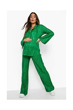 Boohoo Maternity Plisse Wide Leg Trousers