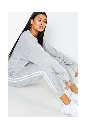 Boohoo Plus Side Stripe Sweat and Jogger Set