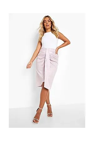 Boohoo Plus Glitter Foldover Drape Midi Skirt