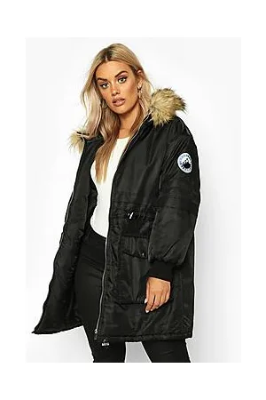 Boohoo Plus Faux Fur Hooded Parka Coat