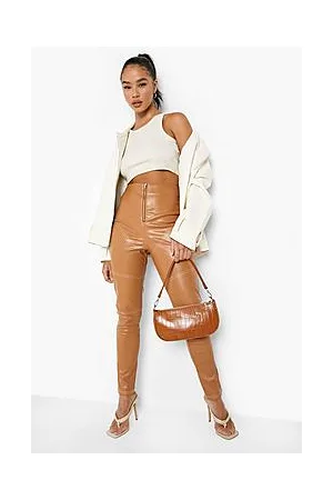 Boohoo Stitch Detail Leather Look Pu Skinny Trouser