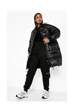 Boohoo Faux Fur Trim Longline Parka Coat