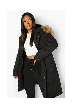 Boohoo Plus Faux Fur Trim Parka Coat