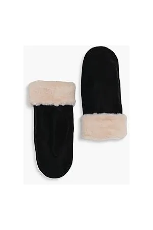 Boohoo Suedette Faux Fur Lined Mittens
