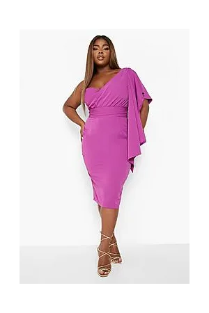 Boohoo Plus Satin Ruffle Sleeve Midi Dress