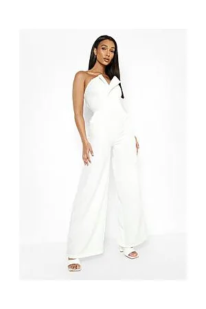 Boohoo Bandeau Tailored Wide Leg Jumpsuit