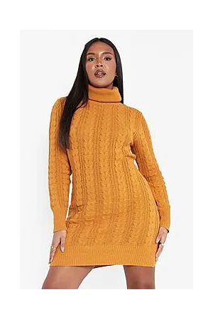 Boohoo Plus Recycled Cable Knit Jumper Dress