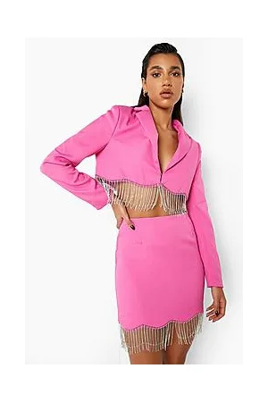 Boohoo Diamante Tassel Scalloped Hem Mini Skirt