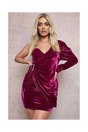 Boohoo Plus Velvet One Shoulder Mini Dress
