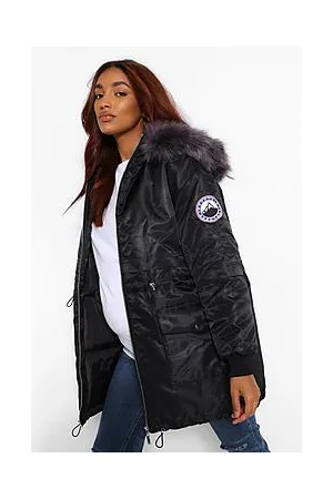 Boohoo Maternity Faux Fur Trim Parka Coat