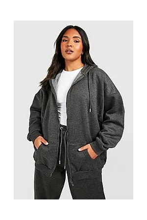 Boohoo Recycled Plus Oversized Zip Through Hoodie