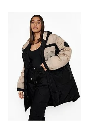 Boohoo Hooded Panelled Parka Coat