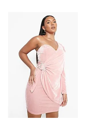 Boohoo Plus Velvet One Shoulder Mini Dress
