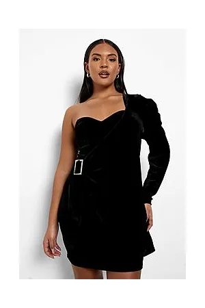 Boohoo Plus Velvet One Shoulder Mini Dress