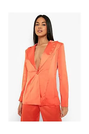 Boohoo Satin Fitted Tailored Blazer