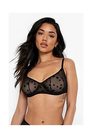 Boohoo Star Mesh Embroidery Underwire Bra