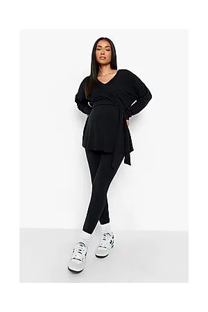 Boohoo Maternity Soft Rib Tie Waist Loungewear Set
