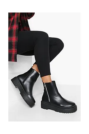 Boohoo Wide Fit Side Zip Pu Chelsea Boots