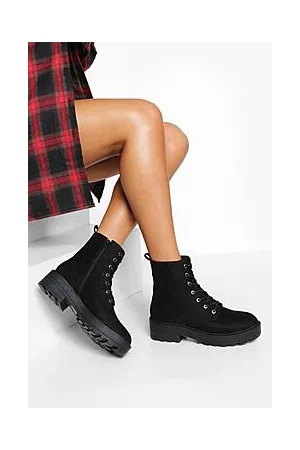 Boohoo Wide Fit Chunky Lace Up Hiker Boots