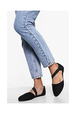Boohoo Wide Fit Asymmetric Strap Pointed Ballet Flats