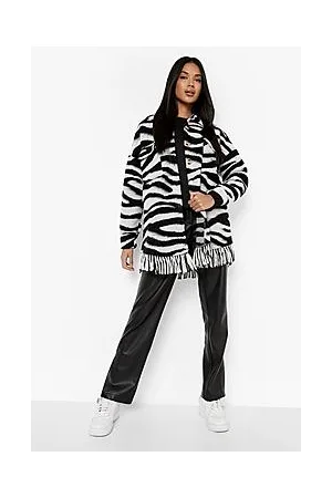 Boohoo Zebra Tassel Detail Wool Look Shacket