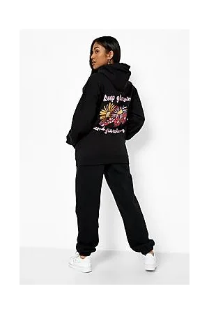 Boohoo Petite Oversized Back Print Hoody Tracksuit