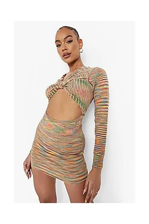 Boohoo Space Dye Wrap Knitted Dress