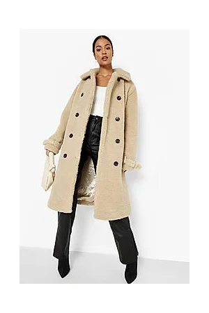 Boohoo Tall Faux Fur Cuff Detail Longline Coat