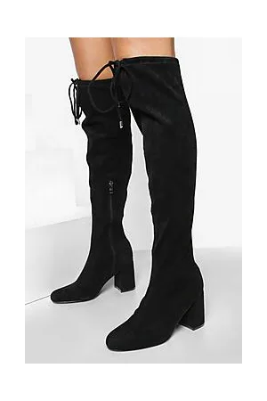Boohoo Block Heel Stretch Over The Knee Boots