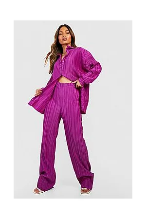 Boohoo Plisse Floor Sweeping Wide Leg Trousers