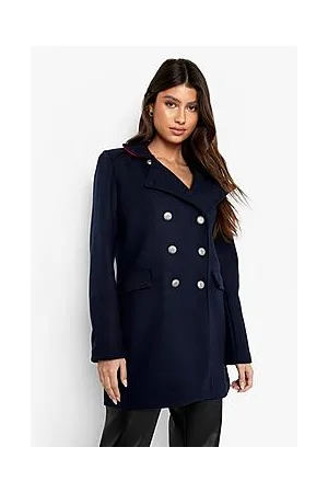 Boohoo Contrast Collar Wool Look Jacket