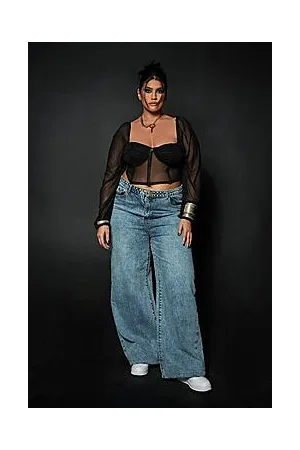 Boohoo Plus Mesh Long Sleeve Corset