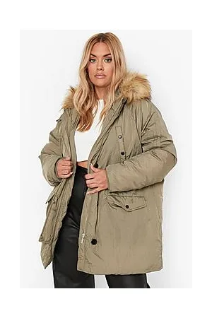 Boohoo Plus Faux Fur Hooded Parka