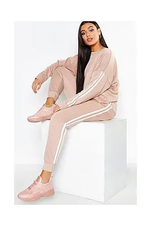 Boohoo Plus Side Stripe Sweat and Jogger Set
