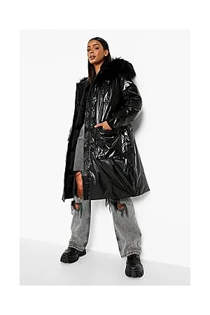 Boohoo Oversized Faux Fur Metallic Parka Coat