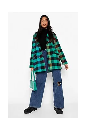 Boohoo Multi Check Wool Look Coat