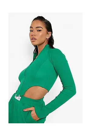 Boohoo Rib Corset Zip Through Top