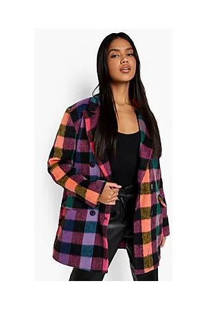 Boohoo Multi Check Wool Look Coat