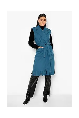 Boohoo Sleeveless Tassel Wool Look Coat